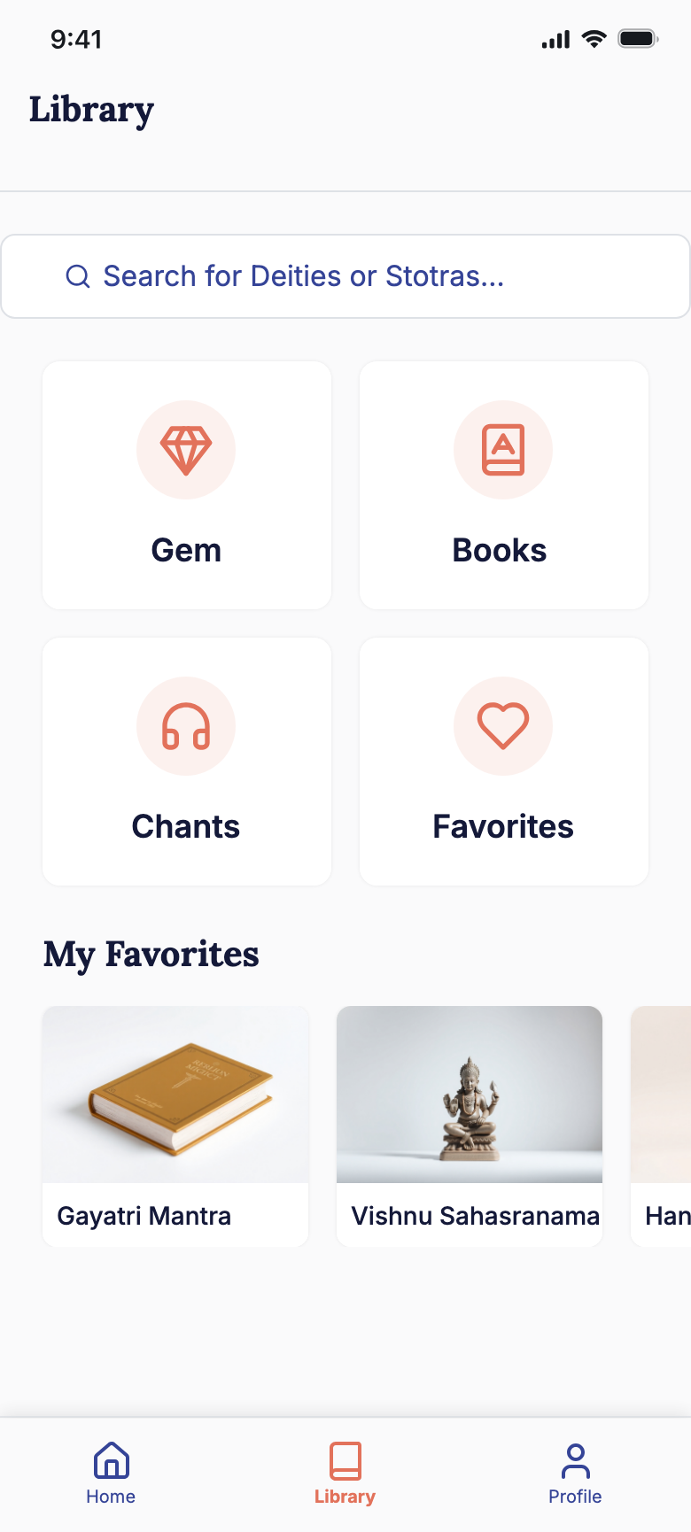 Prayer app Screens - Library